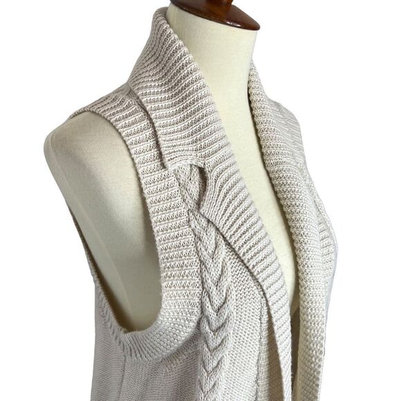 ORVIS cable knit sweater vest button front beige size S - Picture 4 of 10